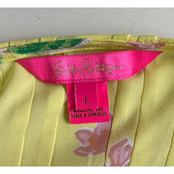 LILY PULITZER‎ Blouse Womens Size Large Long Sleeve Yellow Pink Marilina Tunic - Picture 2 of 10